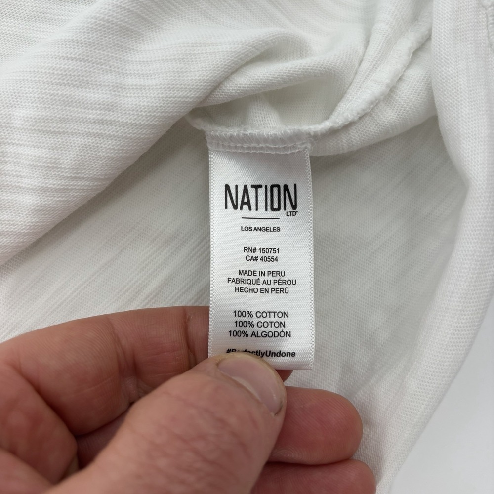 Nation LTD Ruffle‎ Sleeve T Shirt White Womens Small Cotton - Picture 4 of 7